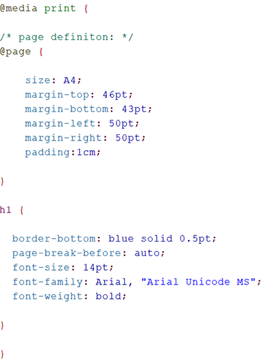 Beispiel Formatierung A4 Seite mit CSS Paged Media