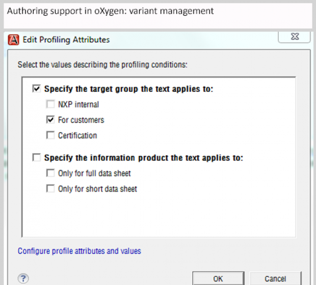 Authoring Support in oXygen: Variant management