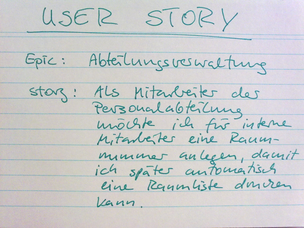 User Story auf Karteikarten