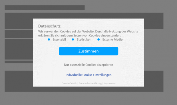 Typisches Cookie-Banner