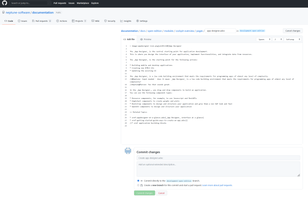 View of the GitHub page