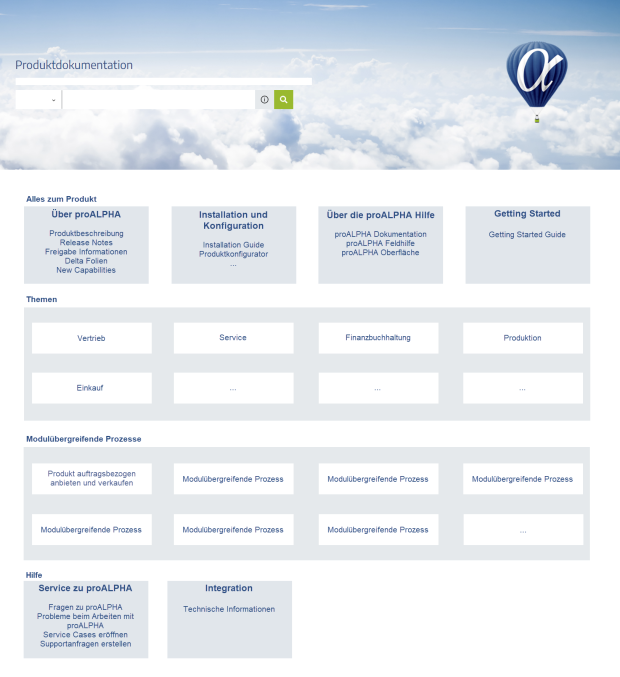 The new landing page for proALPHA’s documentation site.