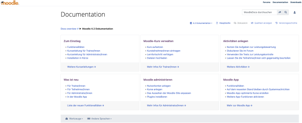 Example of software documentation by Moodle