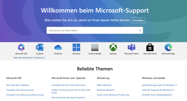 Beispiel für Softwaredokumentation von Microsoft