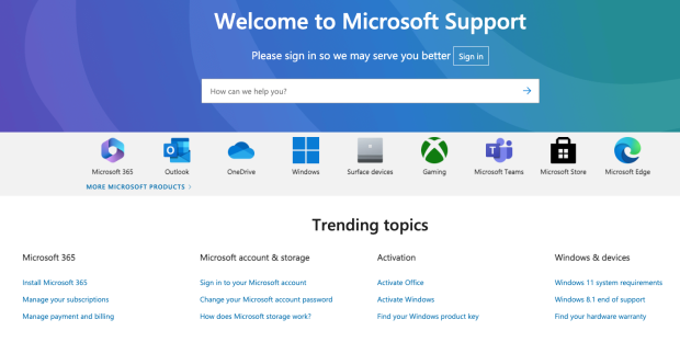 Screenshot of software documentation by Microsoft