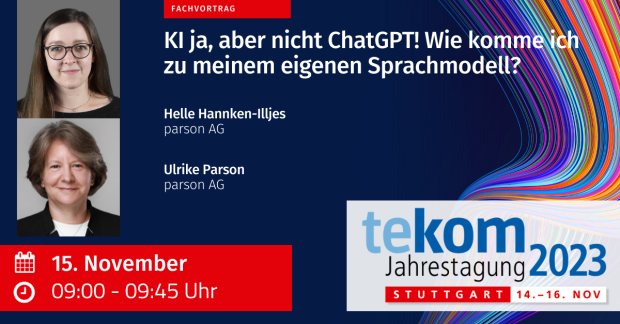 tekom Banner zum Vortrag "KI ja, aber nicht ChatGPT!"