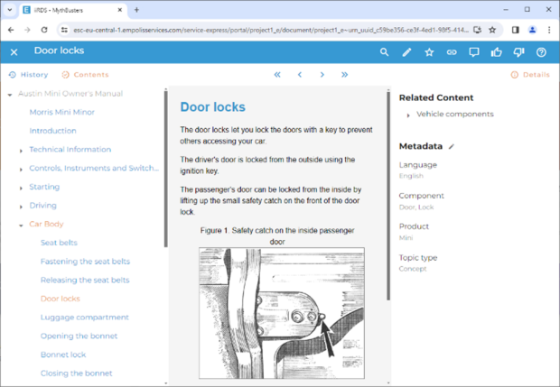 Topics resulting from DITA in a content delivery portal