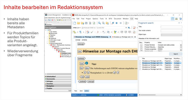 Inhalte bearbeiten im Redaktionssystem (Oxygen Author), Beispiel, Screenshot