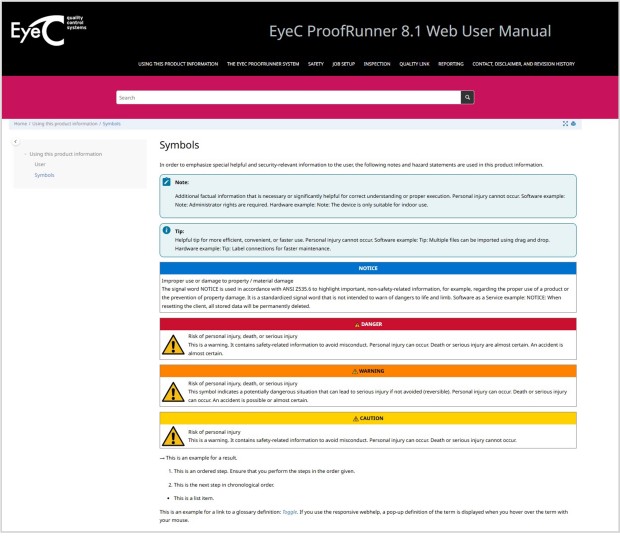 EyeC Webhelp aus Oxygen mit Symbolen