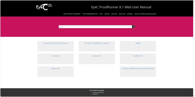 EyeC: Startseite der WebHelp aus Oxygen XML