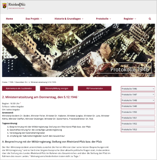 Digitalisierung Ministerratsprotokolle: Sitzung vom 5. 12. 1946